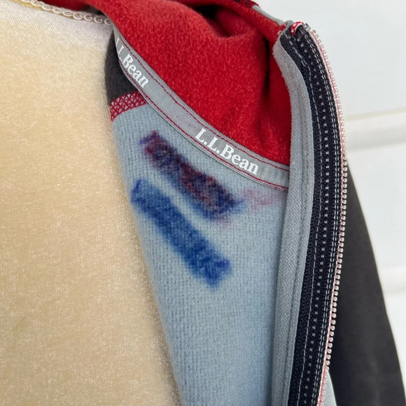 L.L Bean Youth Large 14-16 Grey & Red Polyester Hooded Full Zip Jacket - Picture 4 of 6